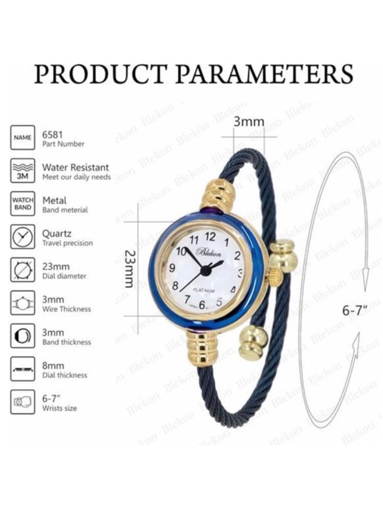 Collections Women\'s Cuff Watch Gold/Blue 18k gold plated new main image 4